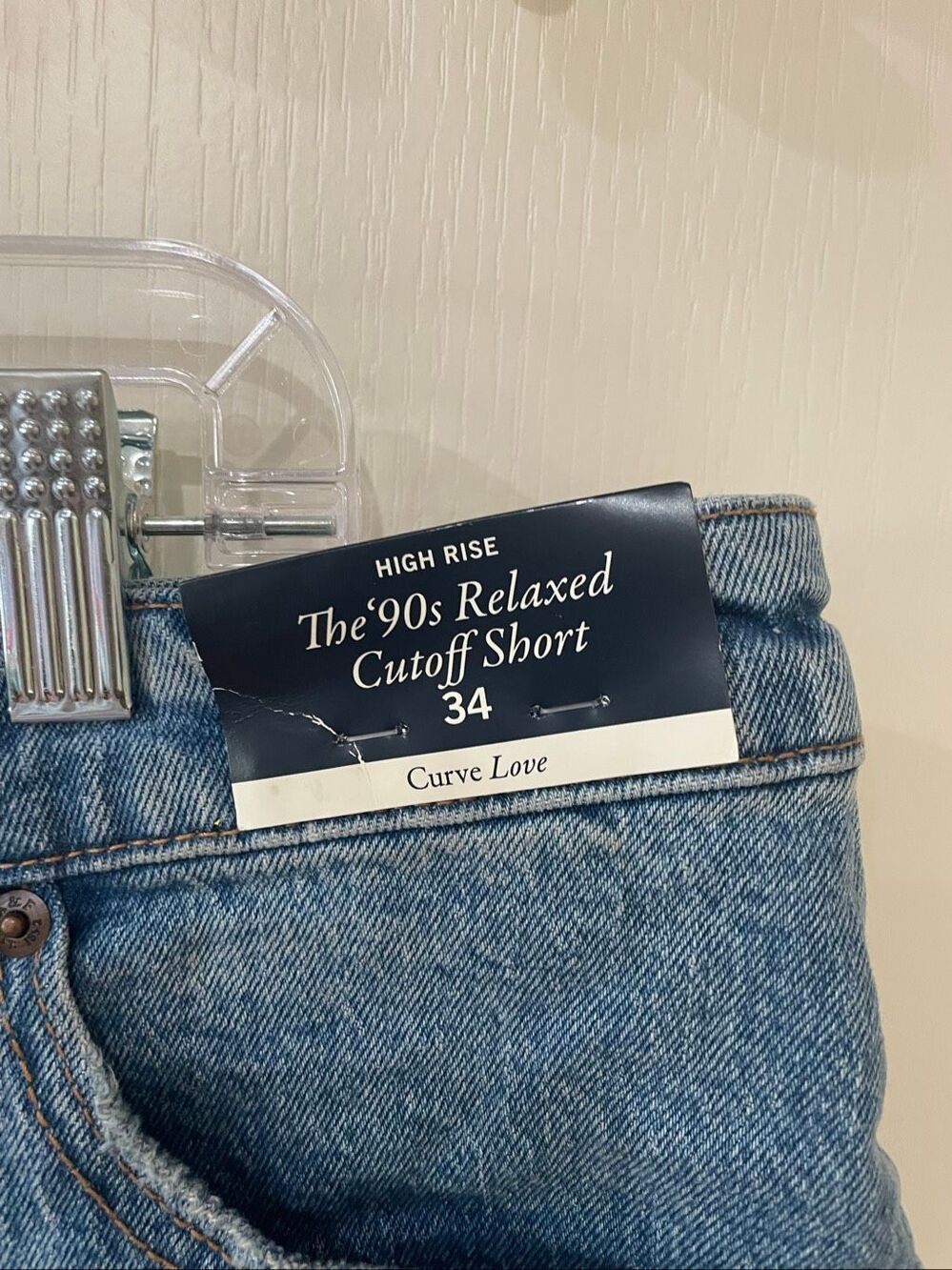 Abercrombie and Fitch 90s cutoff high rise denim shorts plus size 34 - Picture 2 of 8